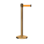 MONTOUR LINE Stanchion Belt Barrier Sat.Brass Post 9ft. Fl.Org Belt M630-SB-FOR-90